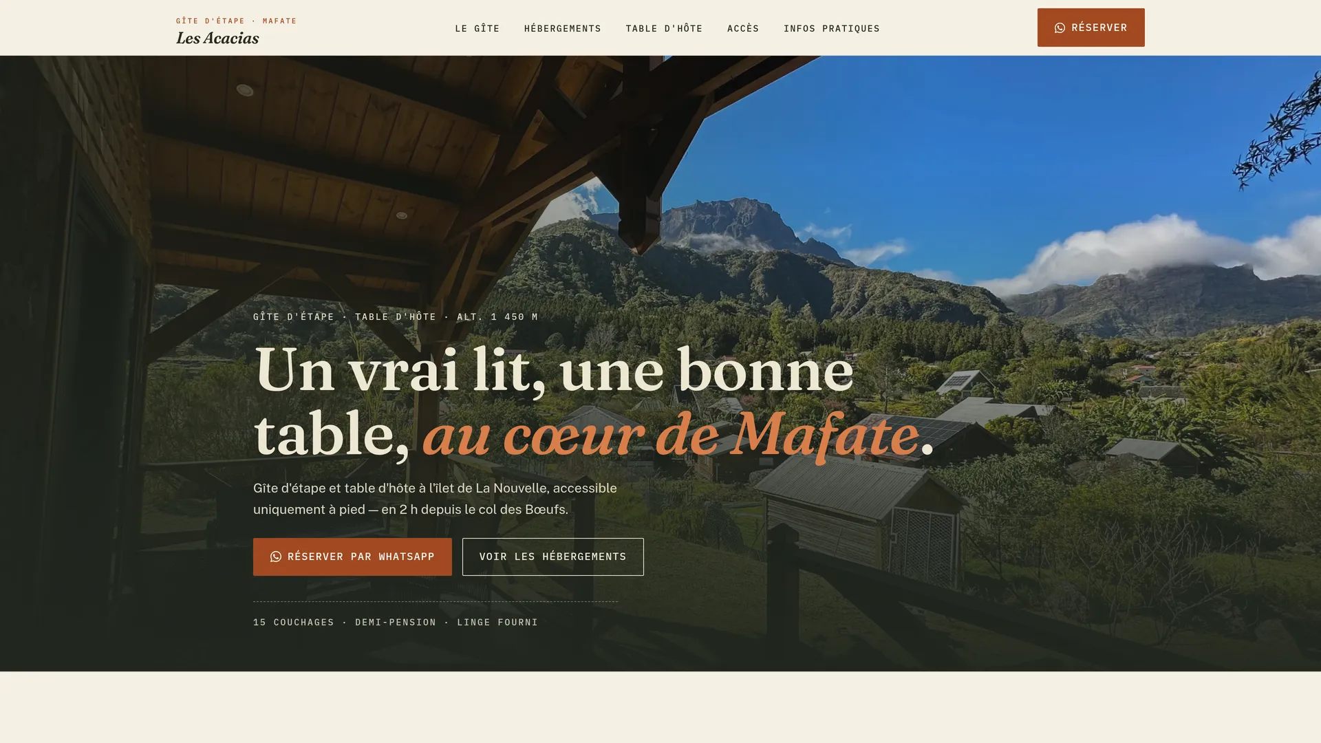 Gîte les Acacias — gîte d'étape à La Nouvelle, Mafate