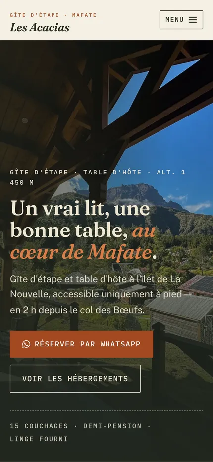 Vue mobile — Gîte les Acacias