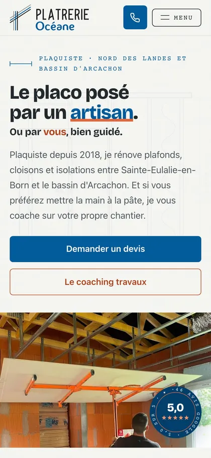 Plâtrerie Océane sur mobile